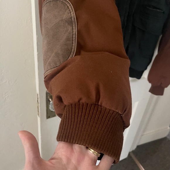 Vintage 90s downtown girl Ash Creek Trading Puffer Coat Leather Elbow Patc XL - Picture 8 of 13